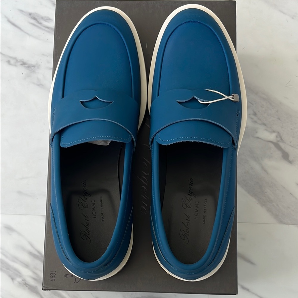 Robert Clergerie Blue Slip-On Loafers - Picture 2 of 9